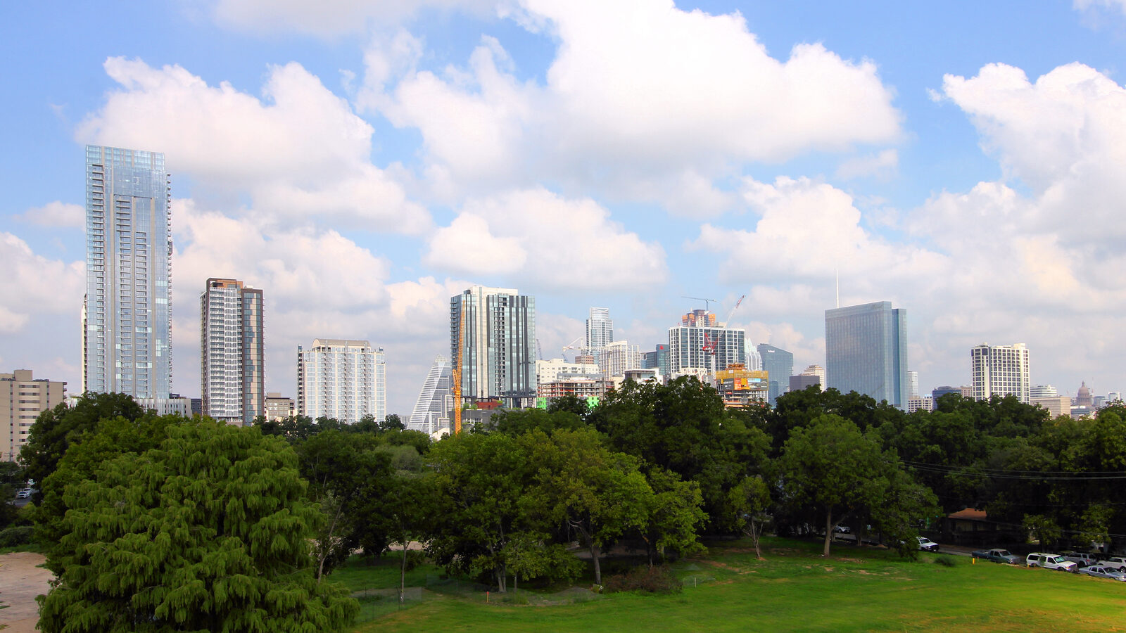 The downtown Austin skyline seen from the southeast